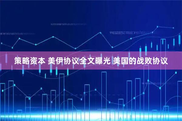 策略资本 美伊协议全文曝光 美国的战败协议